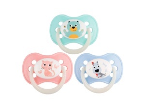 Suzeta „Animals“ cu tetina rotunda silicon, Canpol babies®, fara BPA, 6-18 luni, roz