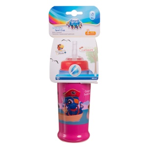 Canita sport „Pirates“ cu pai, Canpol babies®, fara BPA, 350 ml, roz