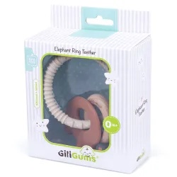 Jucarie pentru dentitie Elefant cu inel de fag, GiliGums®, 0 luni +, crem - Img 3