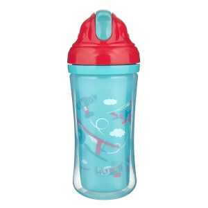 Cana sport cu pai retractabil „Avioane“, Canpol babies®, fara BPA, 260 ml, rosu