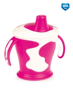 Canita anti-varsare Haberman „Little cow“ 250 ml + lingurita flexibila, 9 luni +