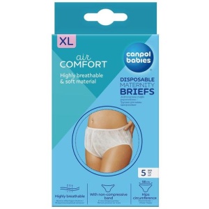 Set 5 chiloti gravida marimea XL, Canpol babies®, unica folosinta, alb