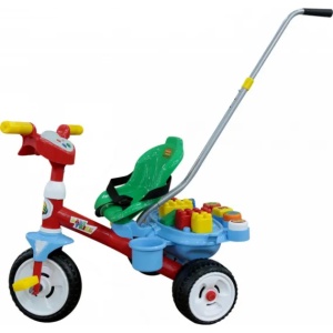 Tricicleta cu centuri - sunete - maner si set 11 jucarii - Polesie - multicolor