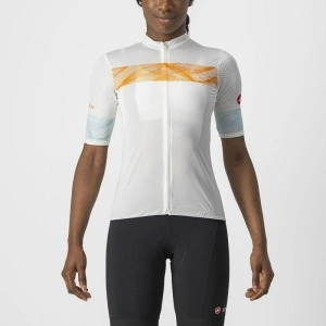 Tricou cu maneca scurta Castelli Fenice, de dama, Alb/Portocaliu, M