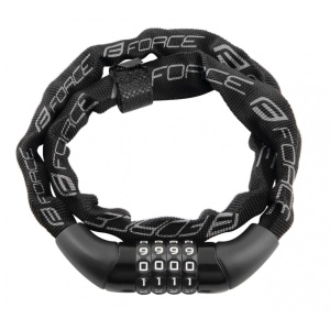 Lacat Force Chain cu cifru 120cm/4mm negru - Img 1