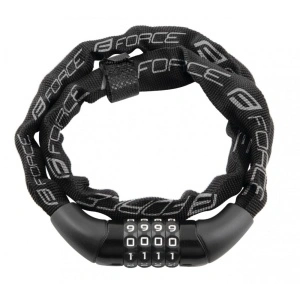 Lacat Force Chain cu cifru 120cm/4mm negru