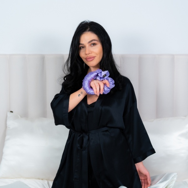 Ondulator fără căldură mătase tip elastic de păr lila - Img 2