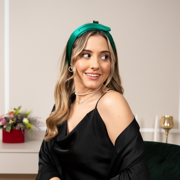 Bentită păr mătase verde smarald - Img 2