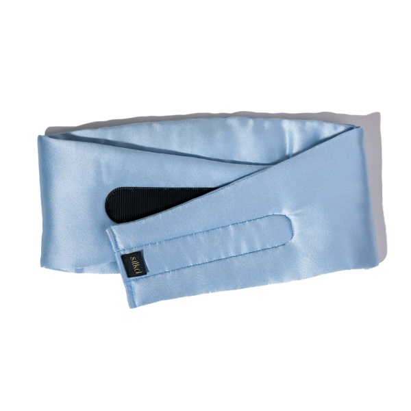 Mască de dormit blackout mătase baby blue - Img 3