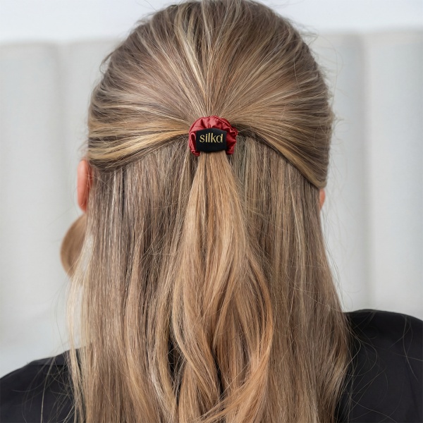 Elastic de păr mătase mini roșu - Img 2