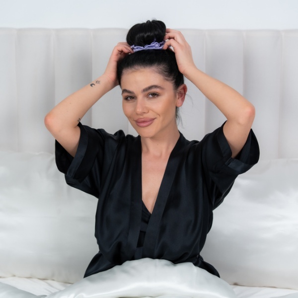 Ondulator fără căldură mătase tip elastic de păr lila - Img 3