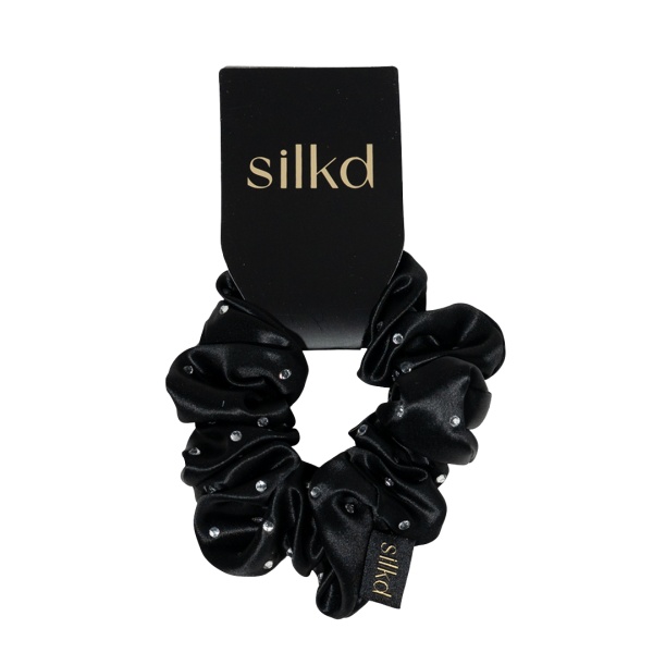 Elastic de păr mătase cu swarovski negru M - Img 3