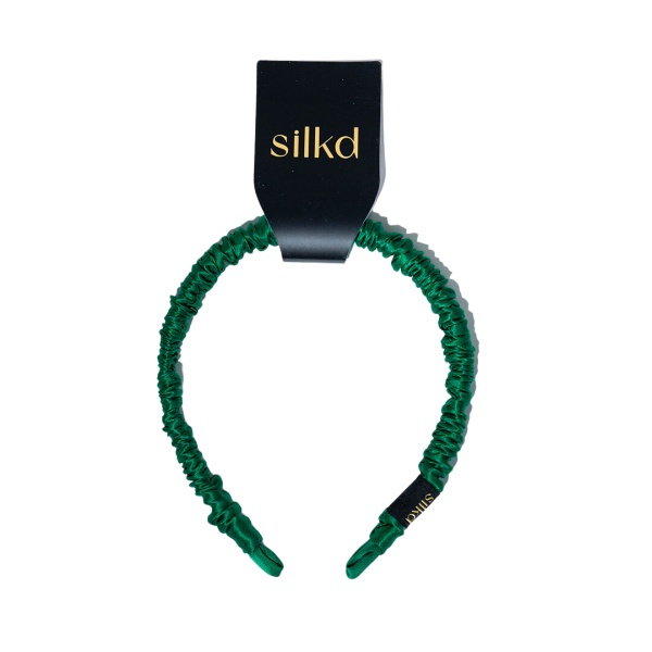Bentiță de păr mătase fashion verde smarald - Img 3