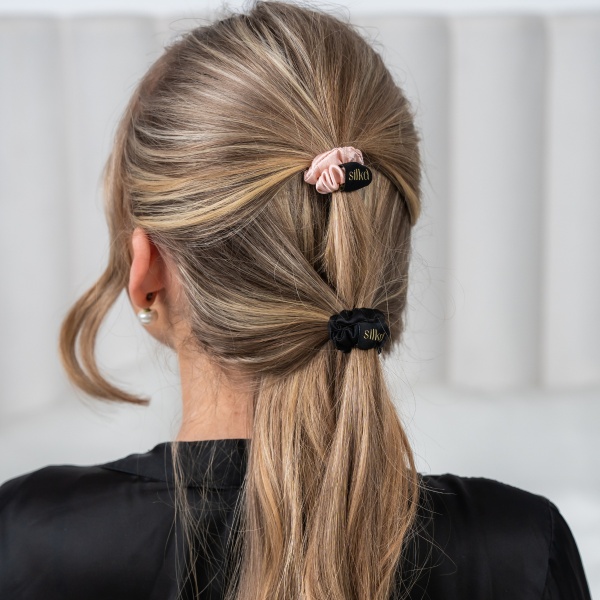 Elastic de păr mătase mini negru - Img 2