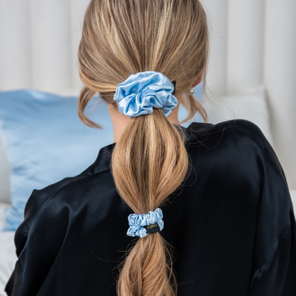 Elastic de păr mătase baby blue S - Img 2