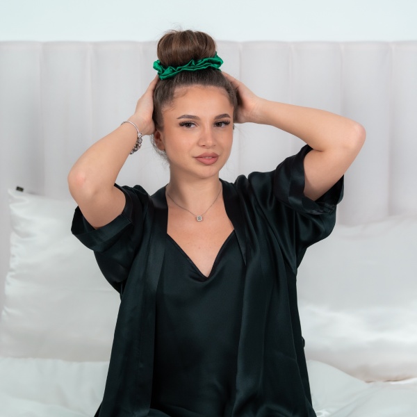 Ondulator fără căldură mătase tip elastic de păr verde smarald - Img 3