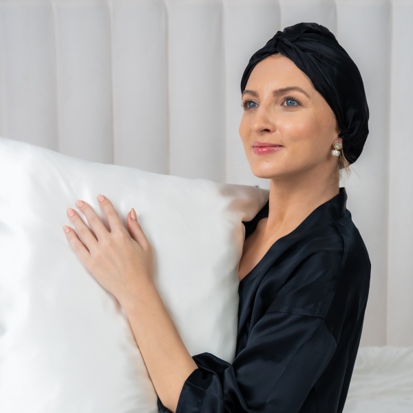 Turban mătase negru - Img 2