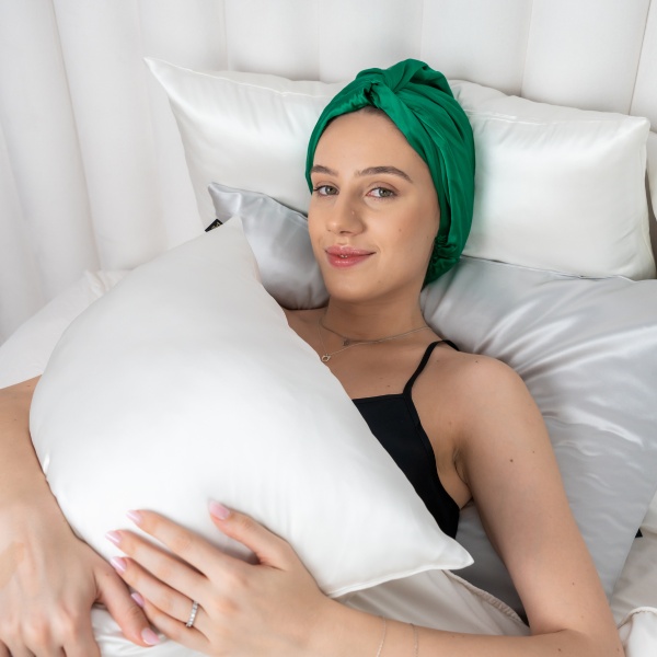 Turban mătase verde smarald - Img 2