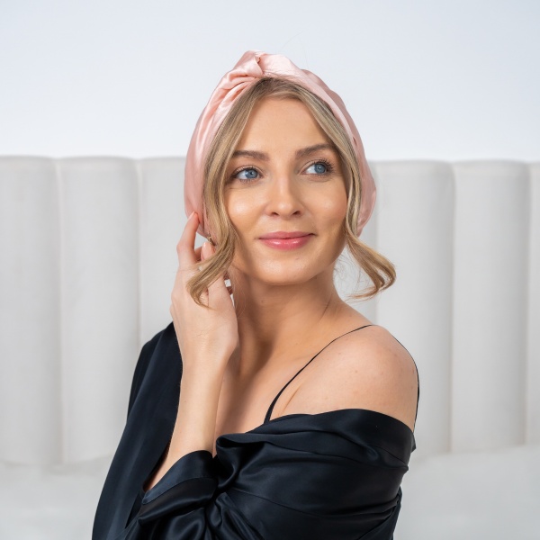 Turban mătase roz somon - Img 2