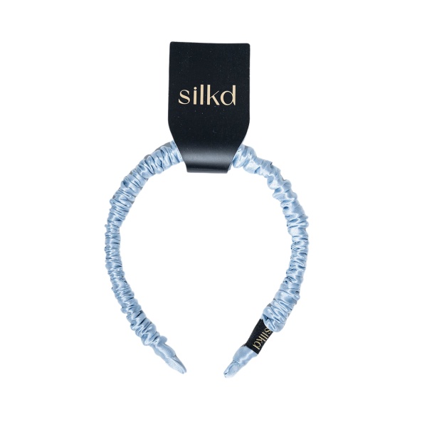 Bentiță de păr mătase fashion baby blue - Img 3