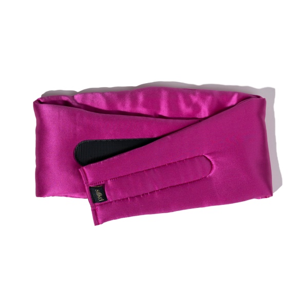 Mască de dormit blackout mătase fucsia - Img 3