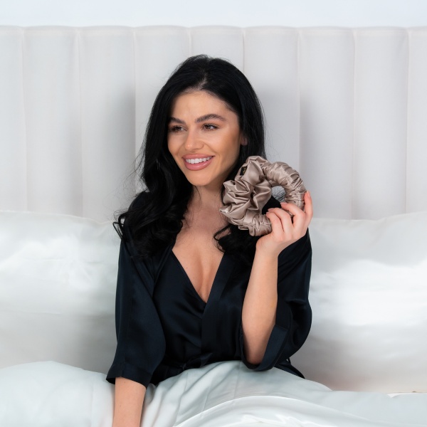 Ondulator fără căldură mătase tip elastic de păr roz pudră - Img 2