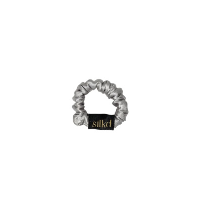 Elastic de păr mătase mini gri silver
