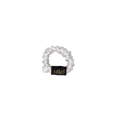 Elastic de păr mătase mini alb perlat