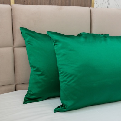 Set fețe de pernă mătase verde smarald 22 momme