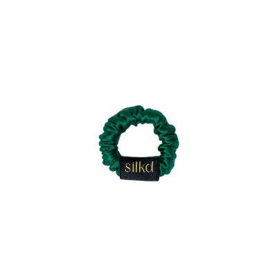 Elastic de păr mătase mini verde smarald