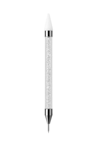 Aplicator cristal unghii - Cap ceara & cap metalic Alb