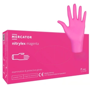 Manusi profesionale din nitril - MERCATOR MEDICAL - Magenta - M