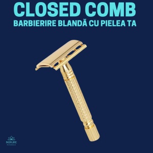 Aparat de ras clasic Safety Razor, F22, Gold - Img 2