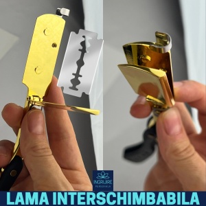 Brici cu lama interschimbabila, maner din lemn, Black&Gold - Img 5