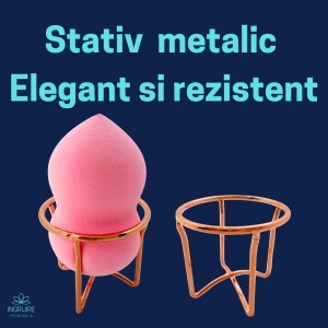 Burete ergonomic si stativ pentru aplicare make-up si creme, roz - Img 4