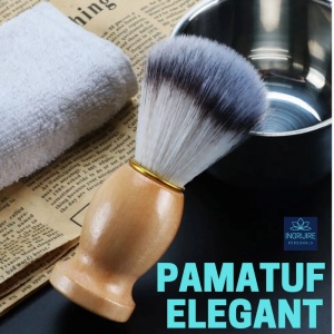 Pamatuf pentru barbierit cu maner din lemn - Img 4