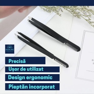 Penseta multifunctionala cu pieptan pentru cosmetizarea sprancenelor - Img 3