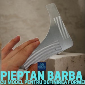 Pieptene pentru contur barba, silver - Img 3