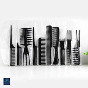Set 10 piepteni cu carcasa pentru coafor / frizerie