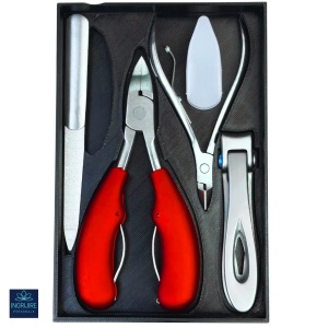 Set complet pentru pedichiura, 4 piese, otel inoxidabil, Red