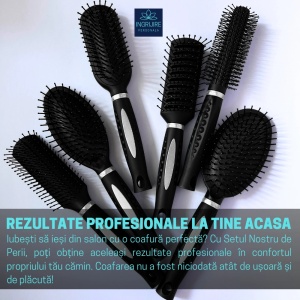 Set de 6 perii de par, BLACK, pentru coafor/frizerie - Img 2