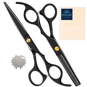 Set profesional de 2 foarfece de tuns si filat 6'', Matte Black - Img 2