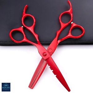 Set profesional de 2 foarfece de tuns si filat 6''- phantom red