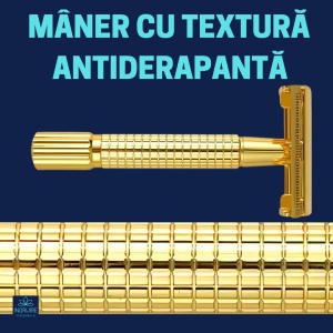 Aparat de ras clasic butterfly, Safety Razor, Gold - Img 4