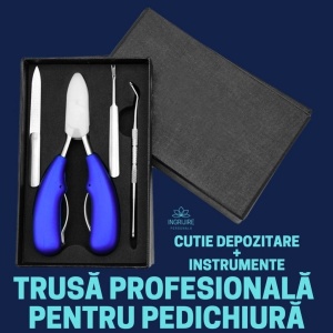 Cleste pedichiura albastru, pila si instrumente pentru unghii dure - Img 2