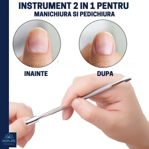 Instrument pentru impingere cuticule si curatare, cu doua capete varf drept/inclinat - Img 5