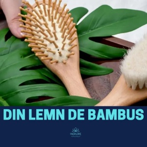 Perie de par din lemn de bambus - Img 5