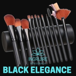 Set 12 pensule Black Elegance, machiaj profesional, cilindru transport - Img 7