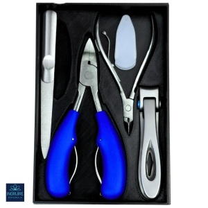 Set complet pentru pedichiura, 4 piese, otel inoxidabil, Blue