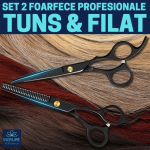 Set profesional de 2 foarfece de tuns si filat 6'', Matte Black - Img 9